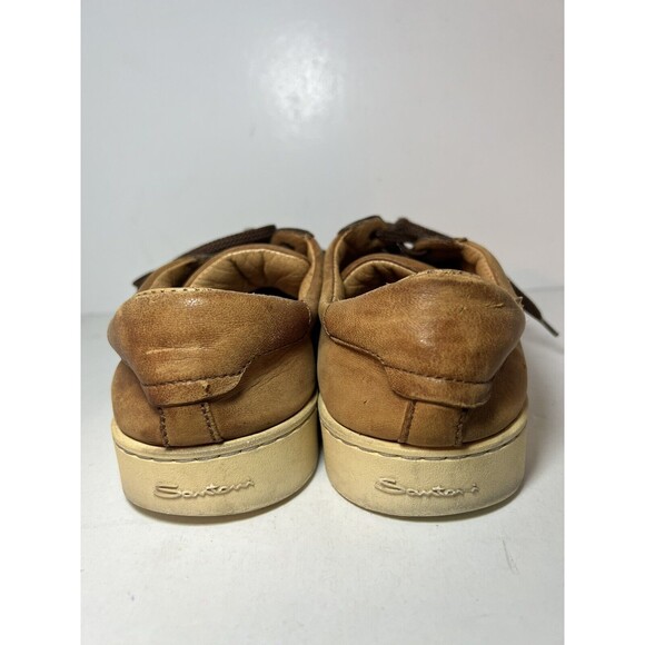 Santoni Shoes Mens Sz 8.5 Leather Lace Up Sneakers Boat Casual Made In Italy - Picture 5 of 13